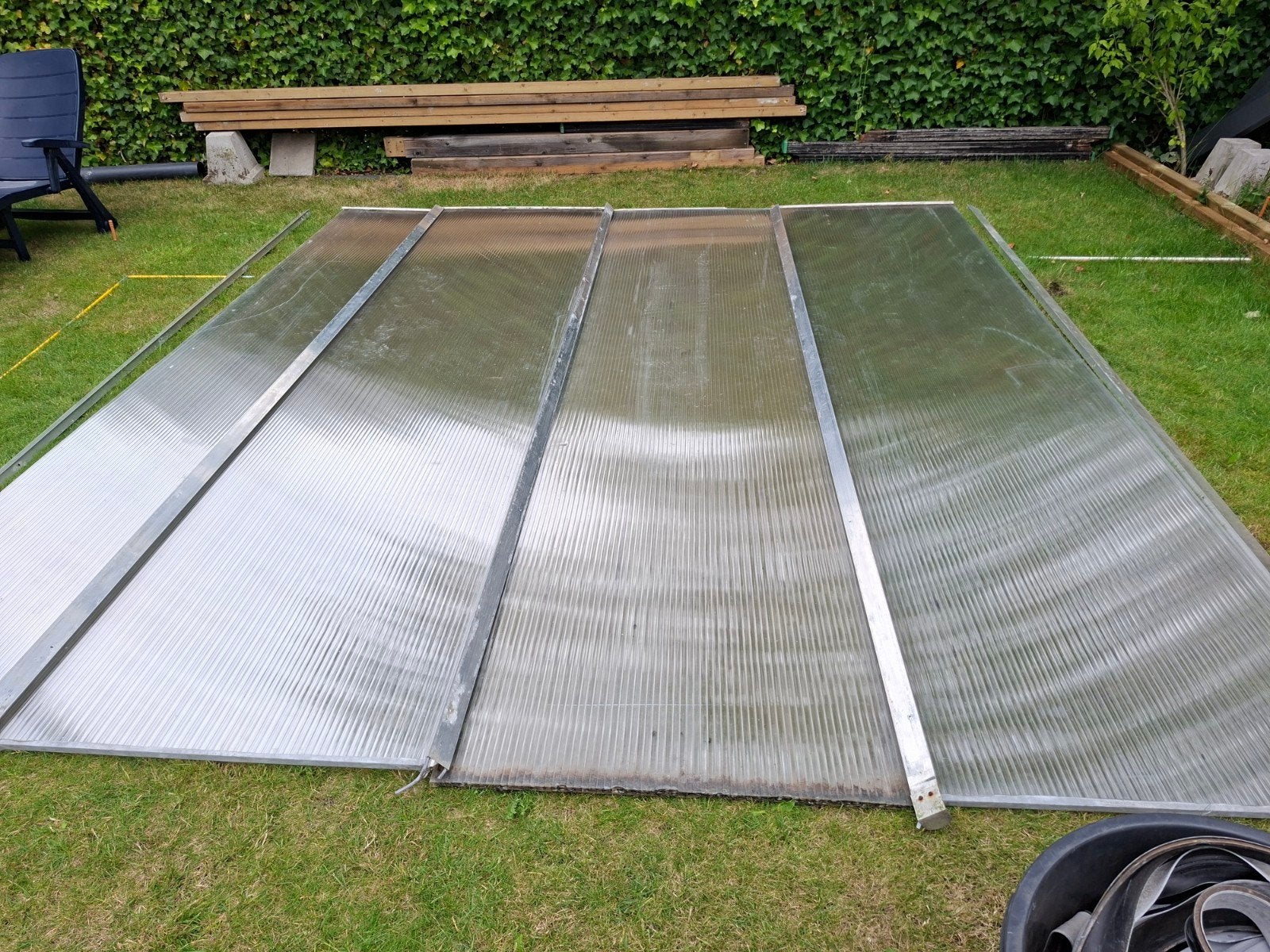 polycarbonaat dakplaten 4x 3,6 meter in Rijssen, Ophalen, Gebruikt, Veranda