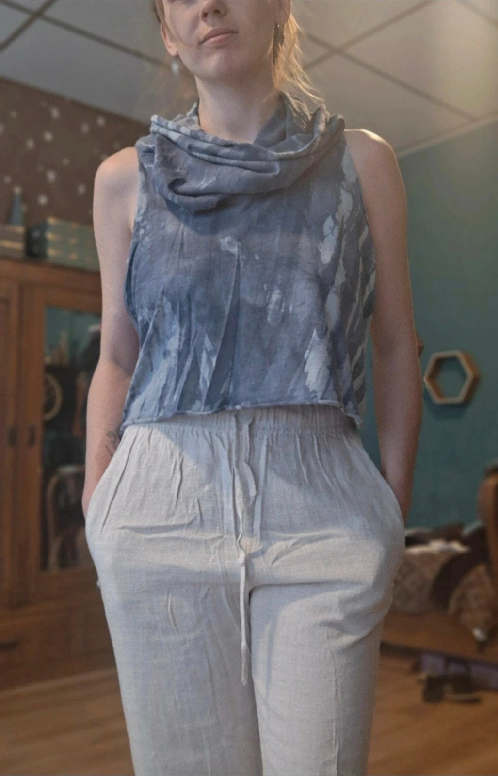 Vintage (hippie) festival boho fairy top met col Fiorucci  S, Kleding | Dames, Blauw, Ophalen of Verzenden, Fiorucci, Gedragen