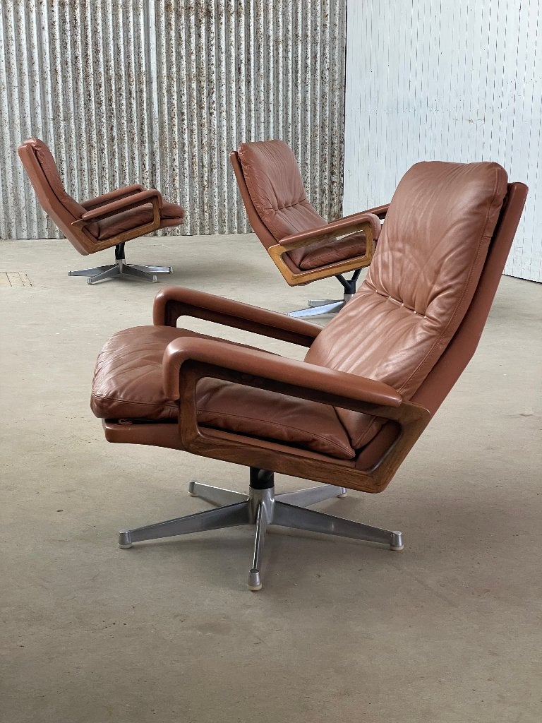3x Vintage Strassle kingchairs draai fauteuils, Ophalen, Gebruikt, R., A.