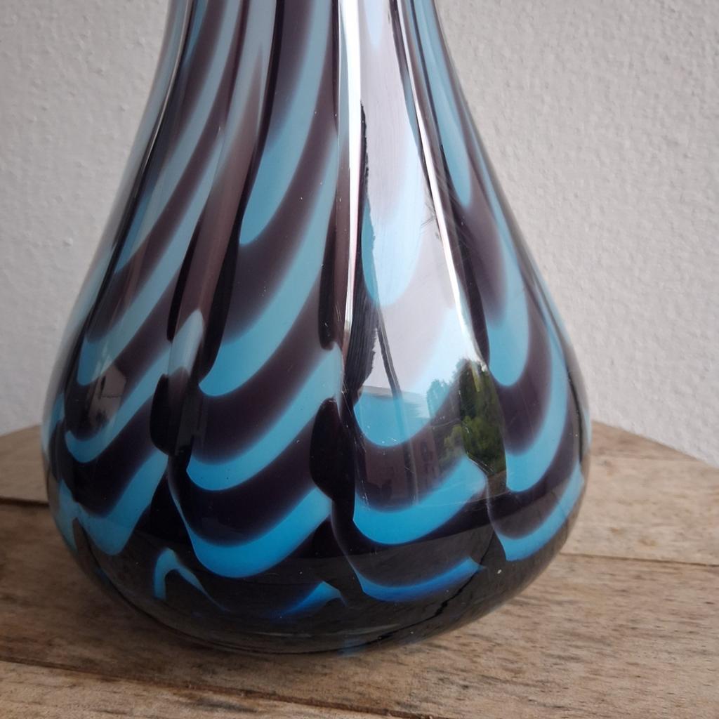 Murano vaas, 41 cm, blauw en bruin gestreept, Ophalen of Verzenden