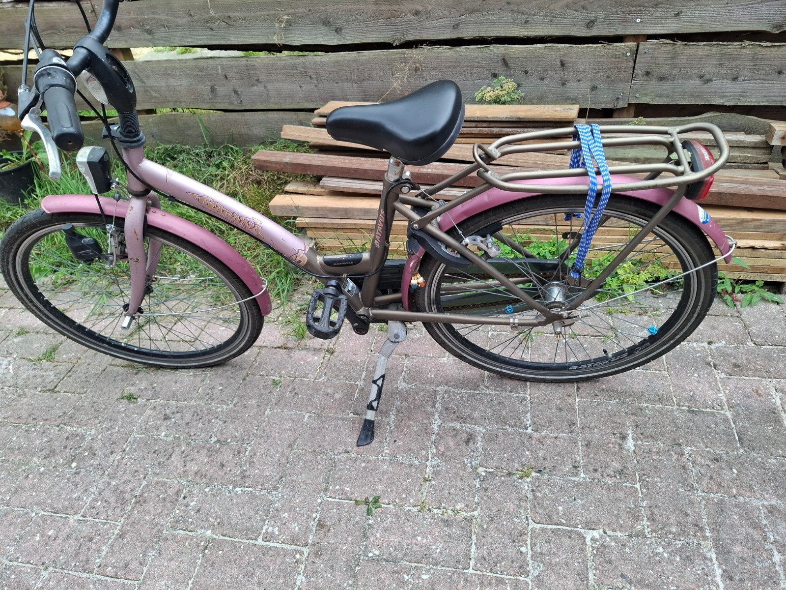 Kinderfiets 24 inch - Roze/Paars, Ophalen, Velgrem, Handrem, Gebruikt