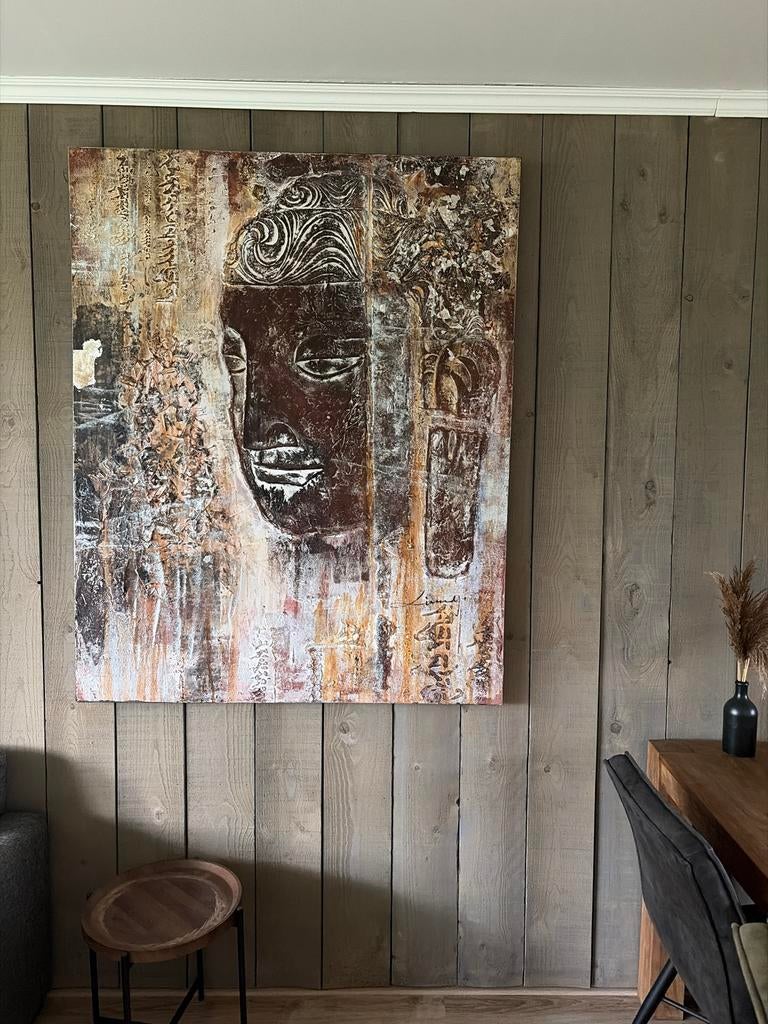 Groot Boeddha schilderij - 150x120cm, Ophalen