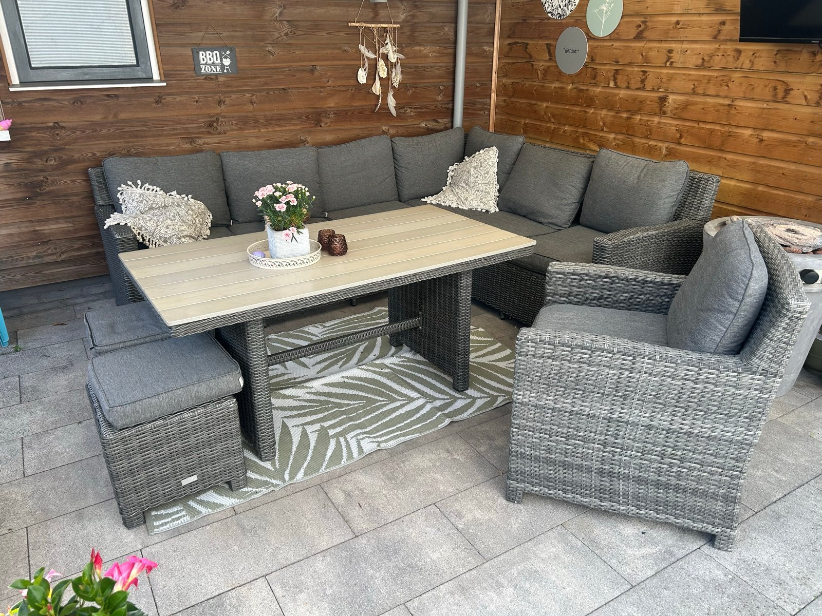 Complete Loungeset, Eettafel en Stoel, Tuin en Terras, Ophalen, Gebruikt, 6 zitplaatsen, Loungeset