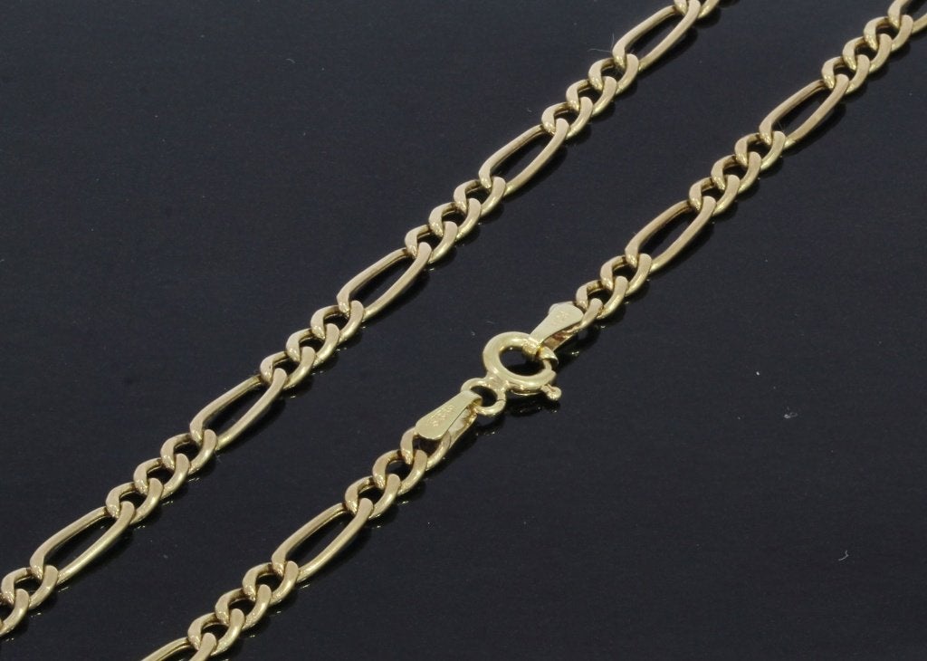 Figaro dames ketting 14k goud fraaie schakel 51cm, Voordeelsieraden, Ophalen of Verzenden, Zo goed als nieuw, Met edelsteen