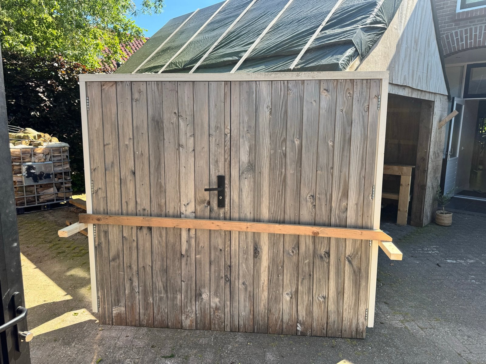 Robuuste houten dubbele deur, Ophalen, Gebruikt, 120 cm of meer, Minder dan 200 cm