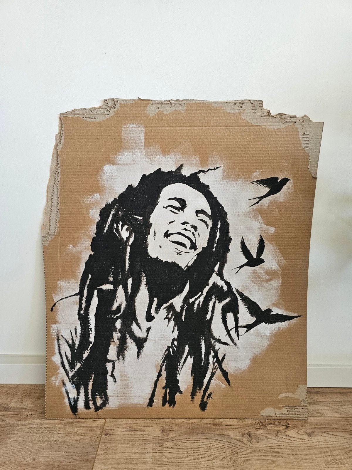 Bob Marley art portret kunstwerk op karton, Ophalen
