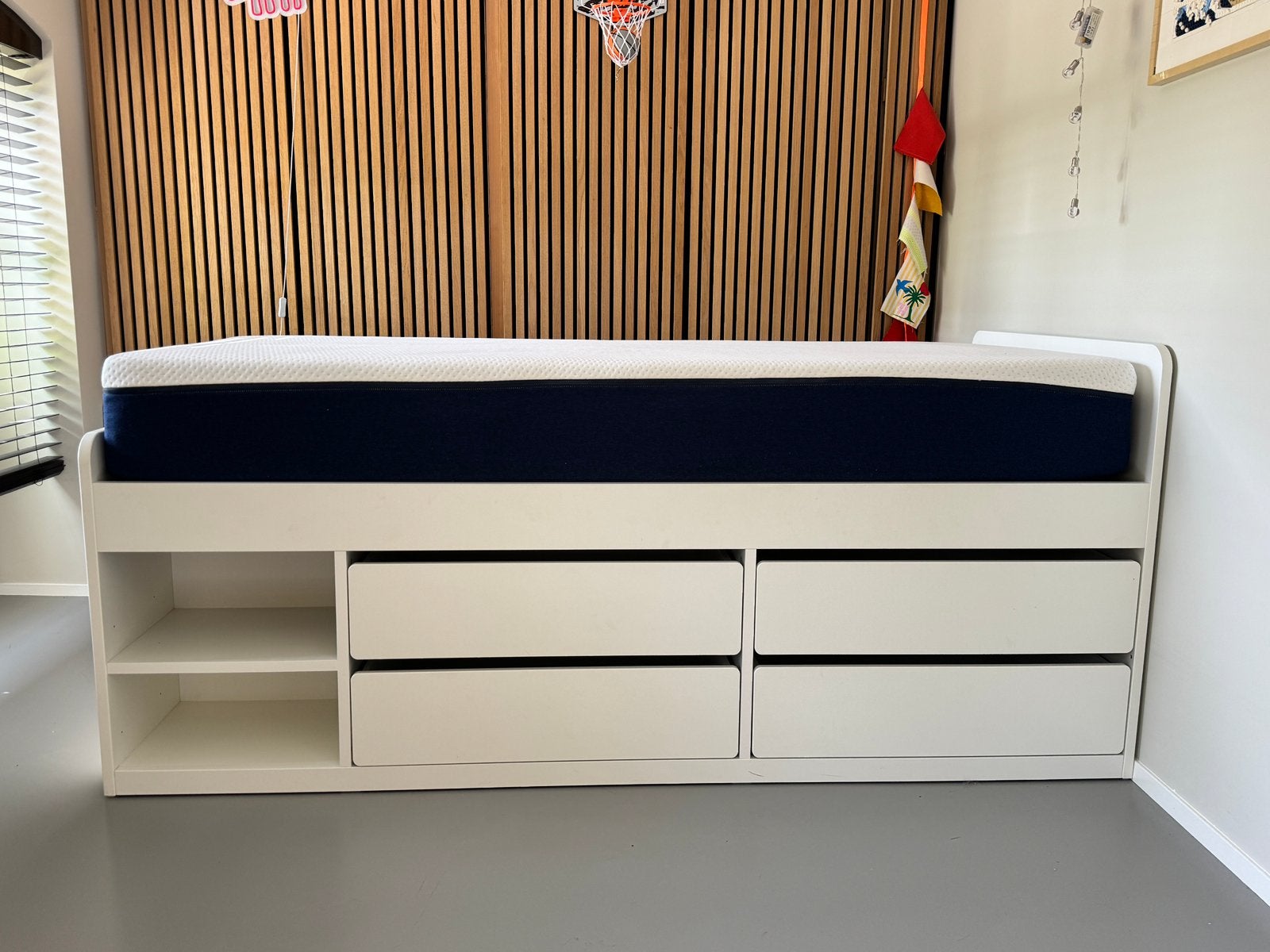 ZGAN Ikea Slakt bed met Matt Sleeps matras, Ophalen, 90 cm, Eenpersoons, Wit