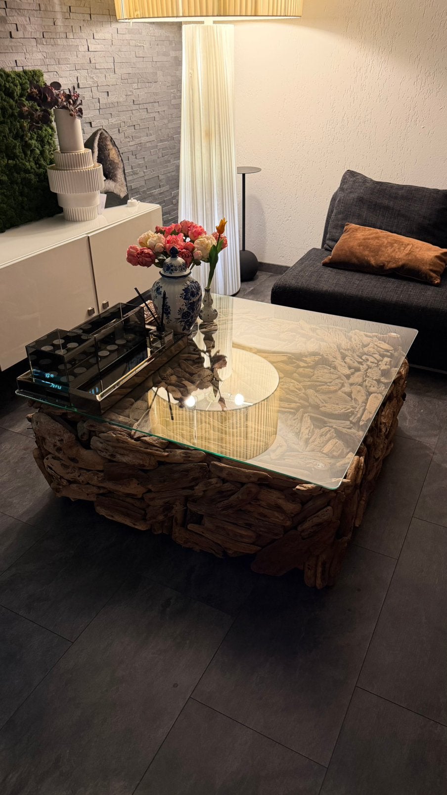 Teakhout salontafel driftwood, Huis en Inrichting, Ophalen of Verzenden, Zo goed als nieuw, Teakhout