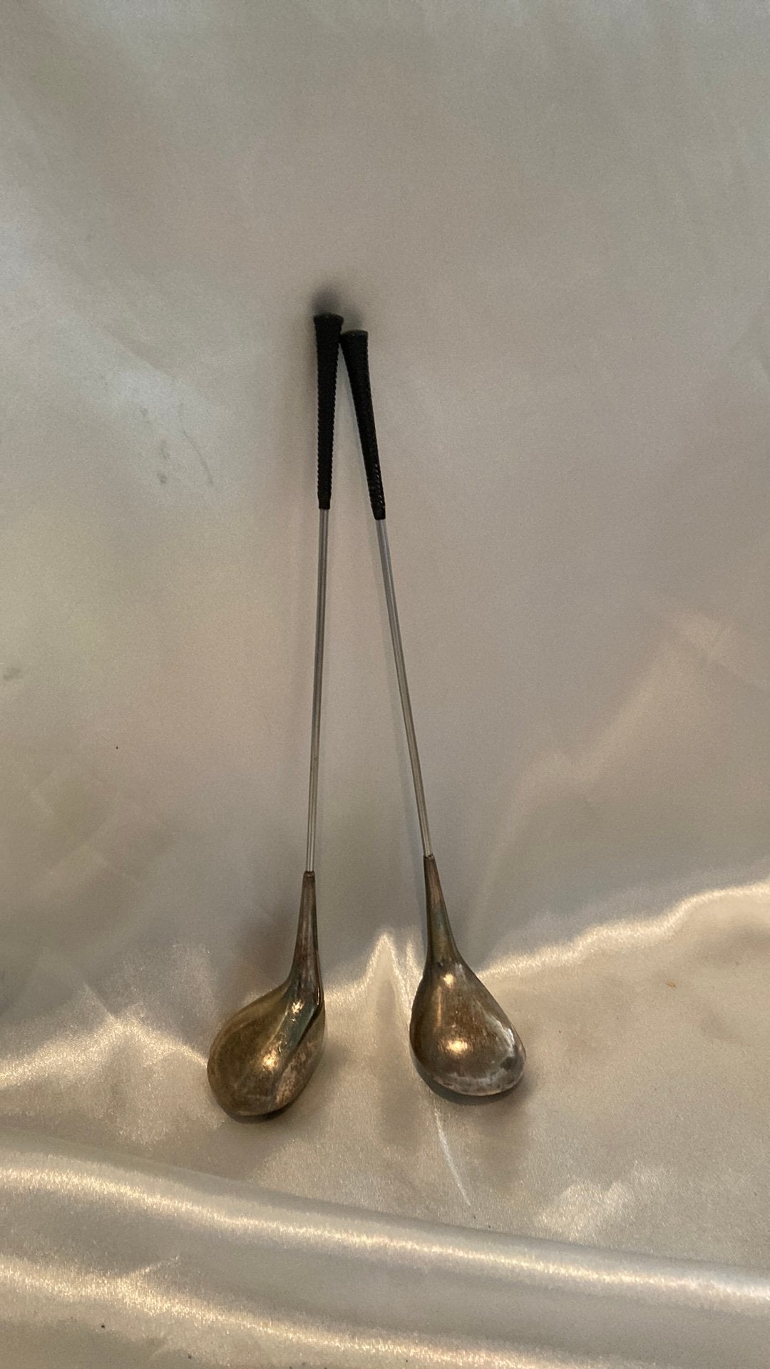 Paar Frigast Denemarken verzilverde mini golfclubs 22cm, Ophalen of Verzenden, Gebruikt, Club, Overige merken