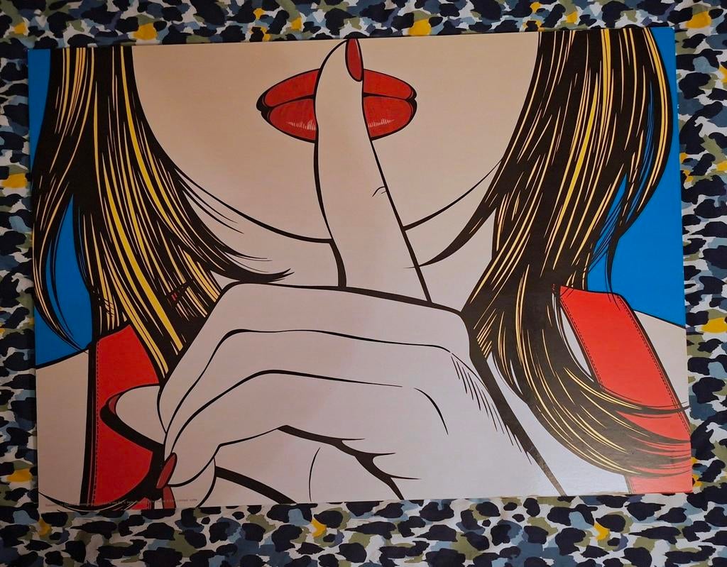 Pop Art Schilderij 'Shhh...', Antiek en Kunst, Kunst | Schilderijen | Modern, Ophalen of Verzenden