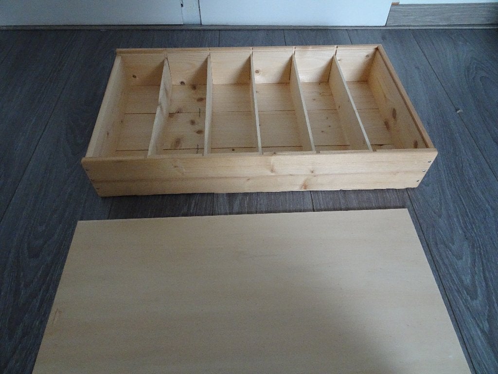 houten doos wijn 63x36x9 cm 6 flessen, Ophalen of Verzenden, Zo goed als nieuw, 50 tot 100 cm, Minder dan 50 cm