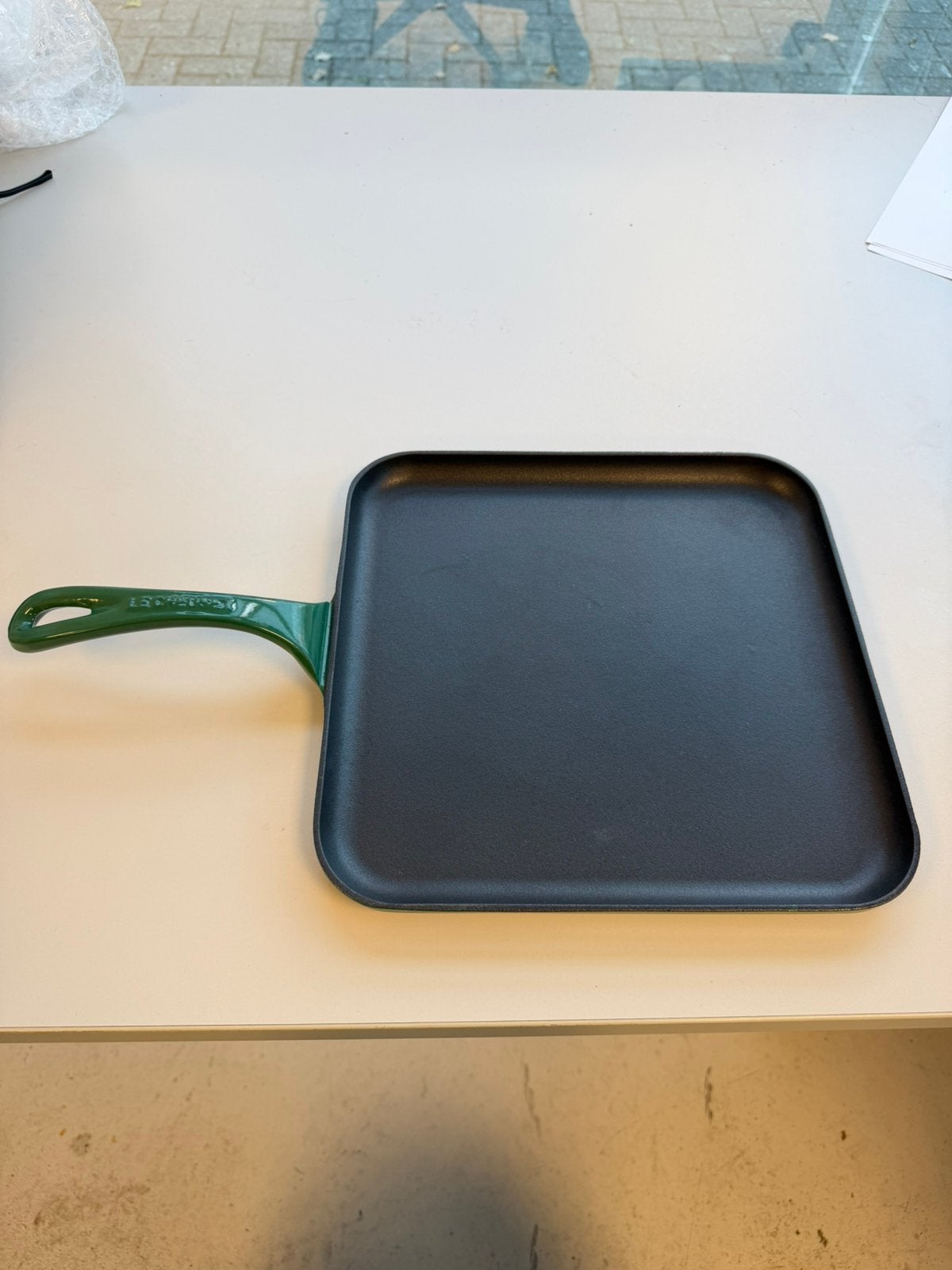 Nieuw! Le Creuset Square Griddle pan 28cm Gietijzer Groen, P, Gietijzer, P, P
