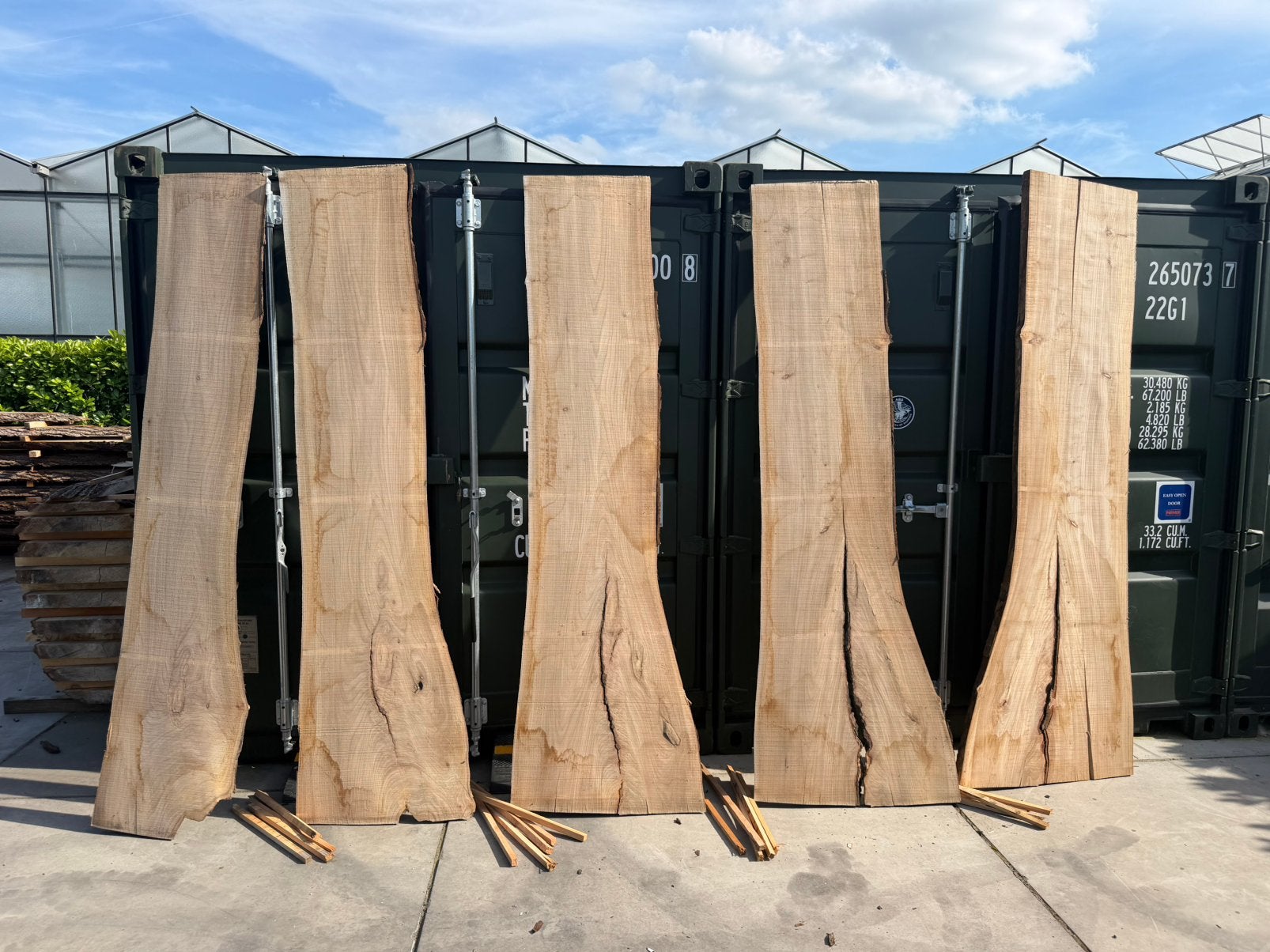5 drogen iepen schaaldelen voor 250 euro !!, Ophalen, Zo goed als nieuw, 250 cm of meer, Planken