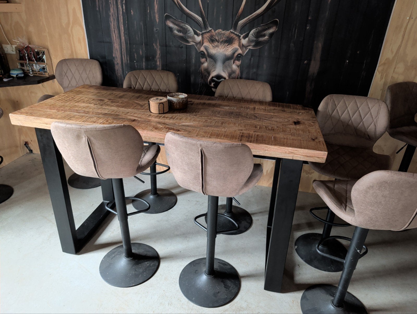 Set van 12  barkrukken en robuuste bartafel 160x70 h100cm, Huis en Inrichting, Barkrukken, Ophalen, 5 krukken of meer, Zo goed als nieuw
