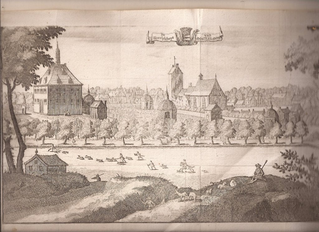 Oosterland. De Heerlykheyt van Oosterlandt ca. 1700, 18 cm, 34 cm, Stadsgezicht, Gravure