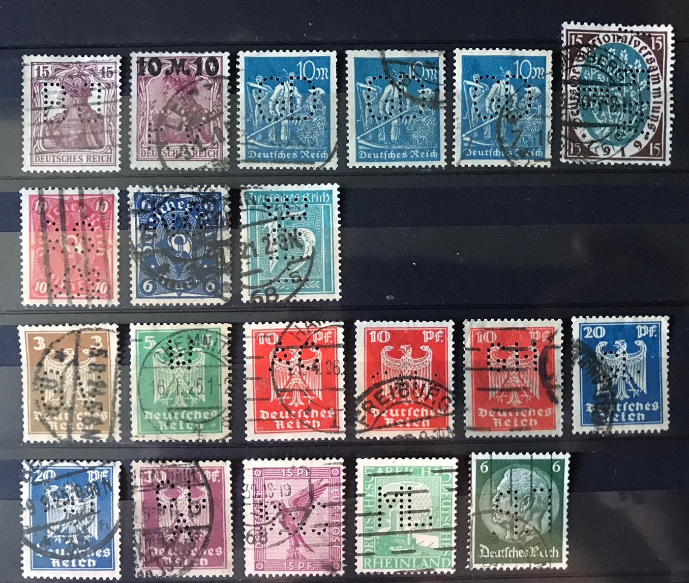 Kaveltje Reich perfins gestempeld, Ophalen of Verzenden, Duitse Keizerrijk, Gestempeld