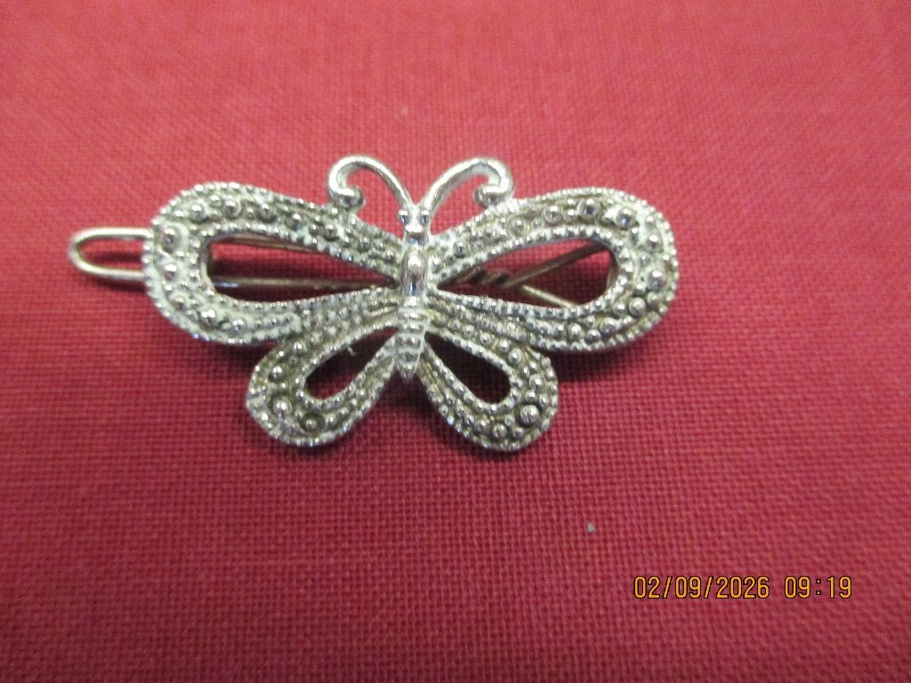 broche, verzilverd. Vlinder., 4 tot 7 cm, Ophalen of Verzenden, Zo goed als nieuw, Zilver