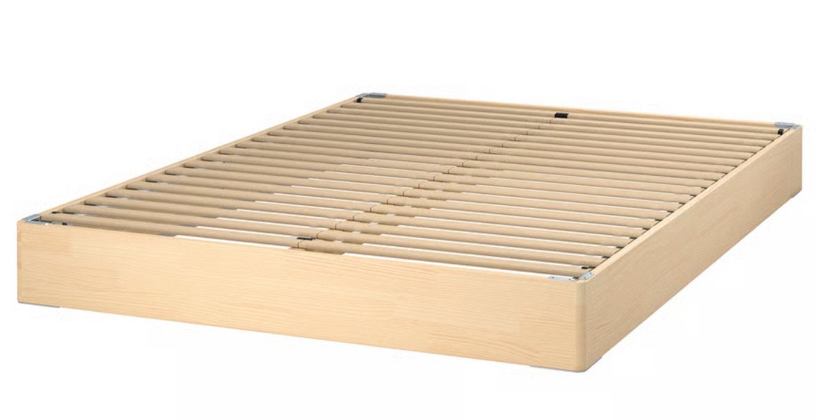 Ikea Lyngor - matrasbodem (frame + lattenbodem), Ophalen, Beige, Nieuw, 140 cm