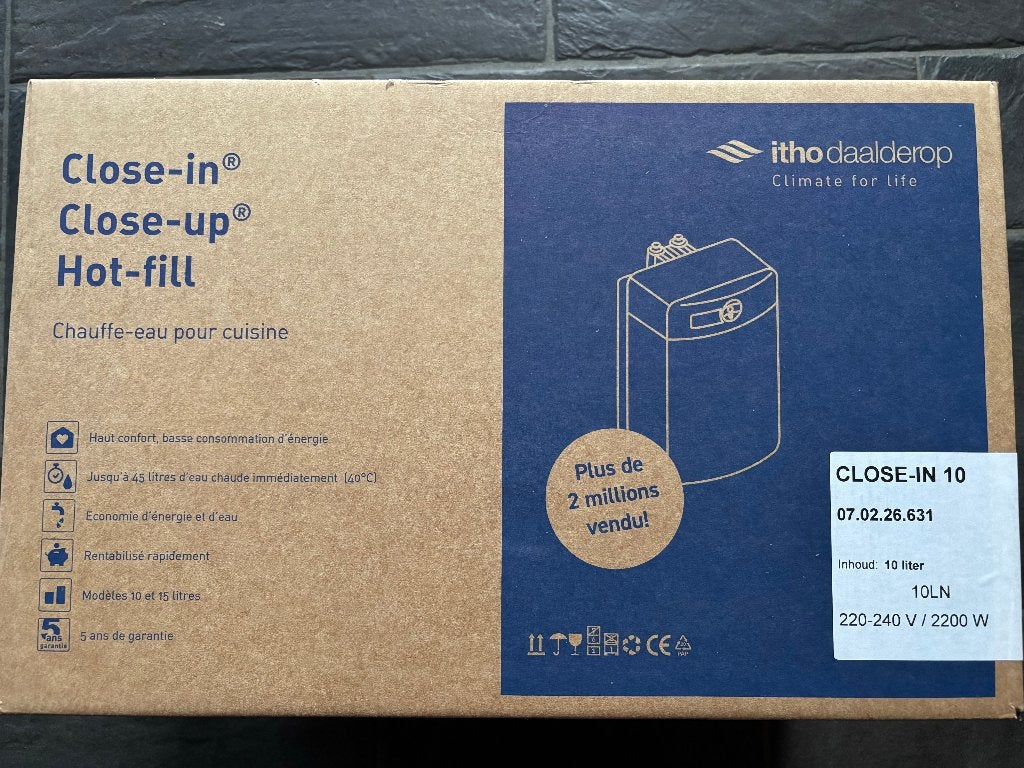 TK Itho Daalderop Close-in 10 + installatieset Nieuw, Doe-het-zelf en Verbouw, Geisers en Boilers, Ophalen, Aardgas, Nieuw, Boiler