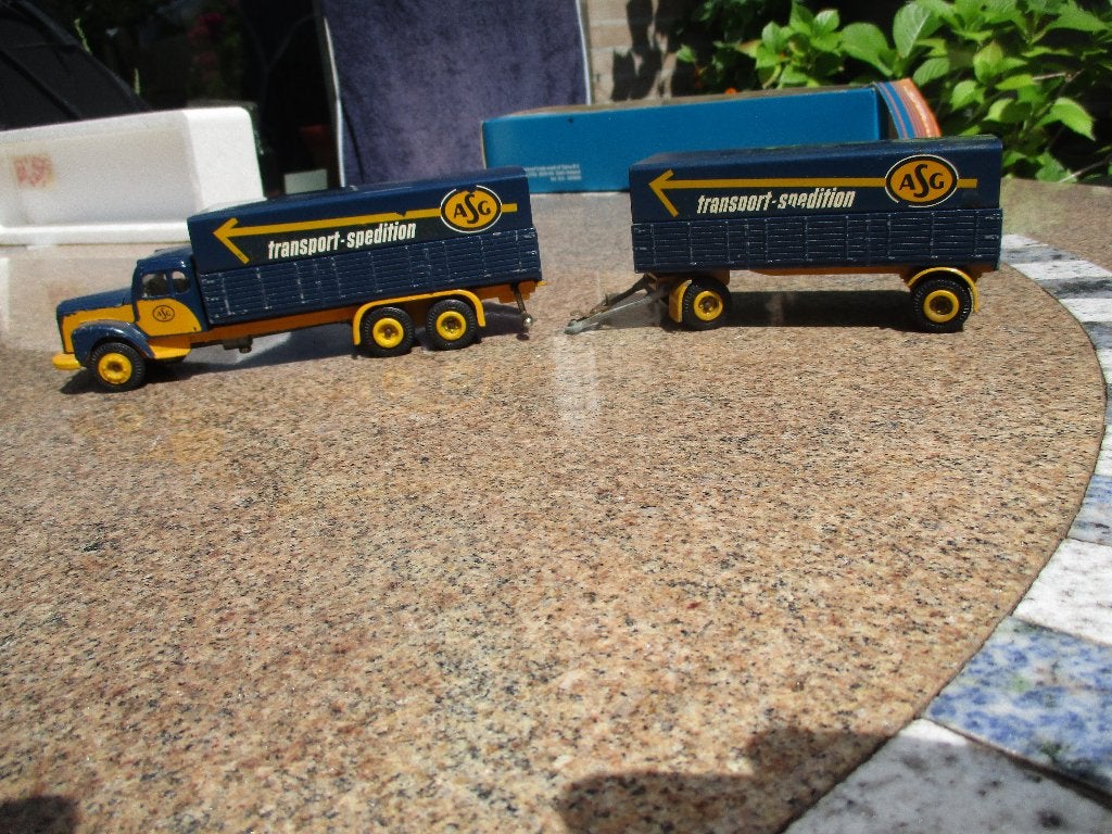 Tekno Denmark Scania Vabis combi ASG, Hobby en Vrije tijd, Modelauto's | 1:50, Verzenden, Gebruikt, Bus of Vrachtwagen, Tekno