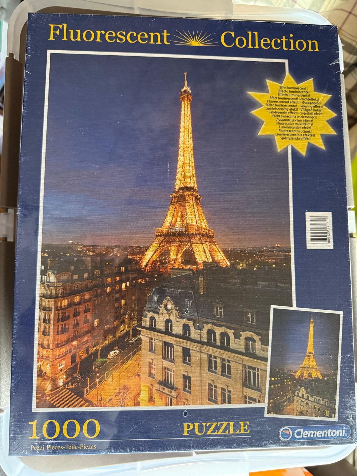 Clementoni Fluorescent Collection Eiffeltoren Puzzel 1000 st, Ophalen of Verzenden, 500 t/m 1500 stukjes, Nieuw, Legpuzzel
