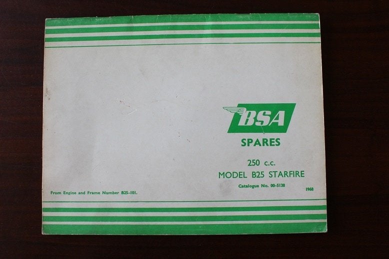 BSA B25 250cc Starfire 1968 motorcycle parts list katalog, Motoren, Ophalen of Verzenden, Overige merken