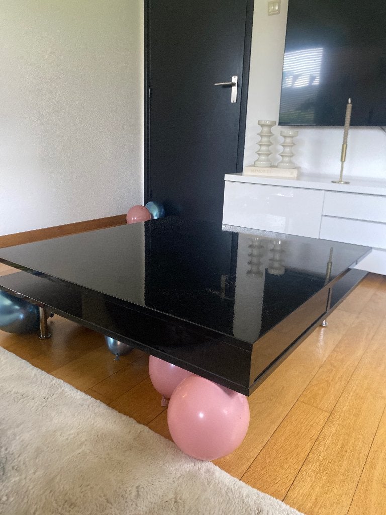 Salontafel hoogglans zwart met opbergruimte