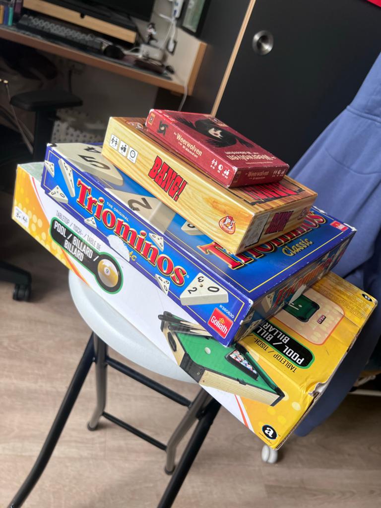Diverse bordspellen: Weerwolven, BANG!, Triominos, Pool/Bilj, Een of twee spelers, Ophalen of Verzenden, Gebruikt