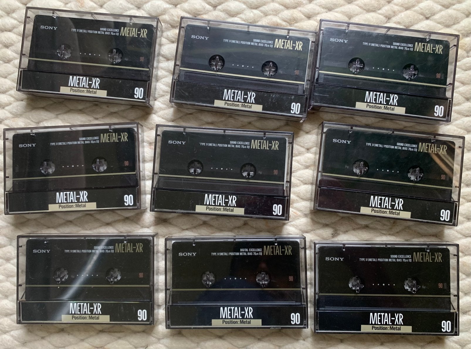 9x Sony METAL-XR 90 type IV Metal XR90 XR C90 cassettebanden, Gebruikt, Sony Europe BV, 2 t/m 25 bandjes, Ophalen of Verzenden