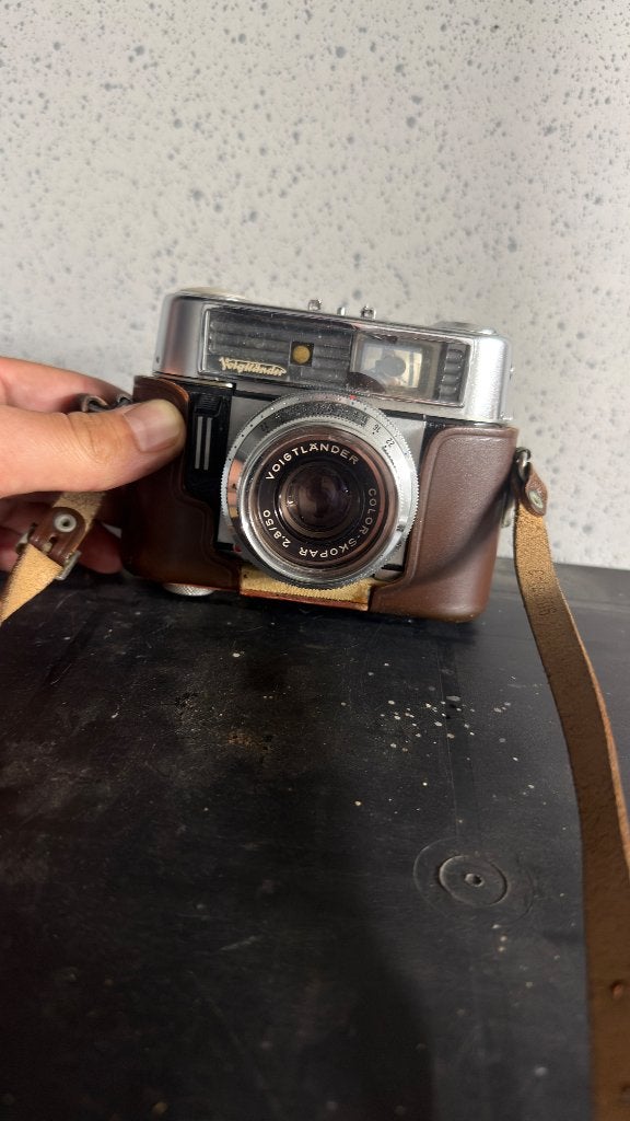 Vintage Voigtlander Vitolet camera met lederen tas, Audio, Tv en Foto, Fotocamera's Analoog, Ophalen of Verzenden, Gebruikt, Compact