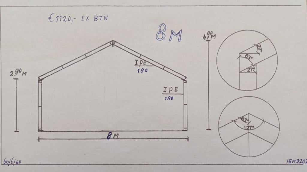 Spanten 8m breed Staalconstructie Loods, Ophalen, Nieuw