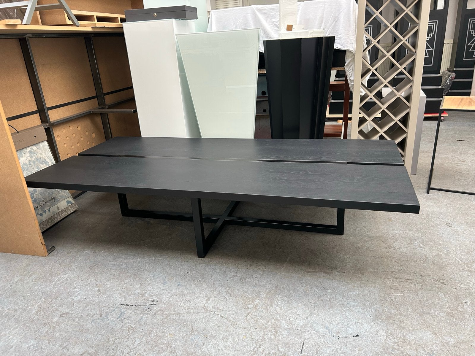 Model T77 Ghyczy zwart eiken salontafel - Modern en stijlvol, Huis en Inrichting, Ophalen, 100 tot 150 cm, Eikenhout, Nieuw