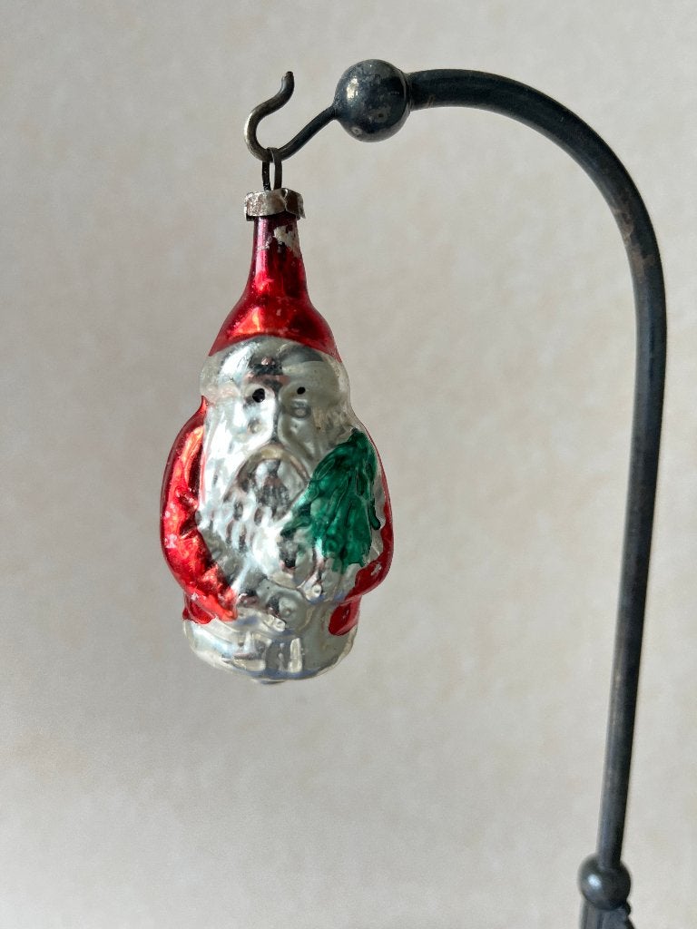 Oude glazen kerstbal: kerstman, rood, Gebruikt, ., Ophalen of Verzenden, .