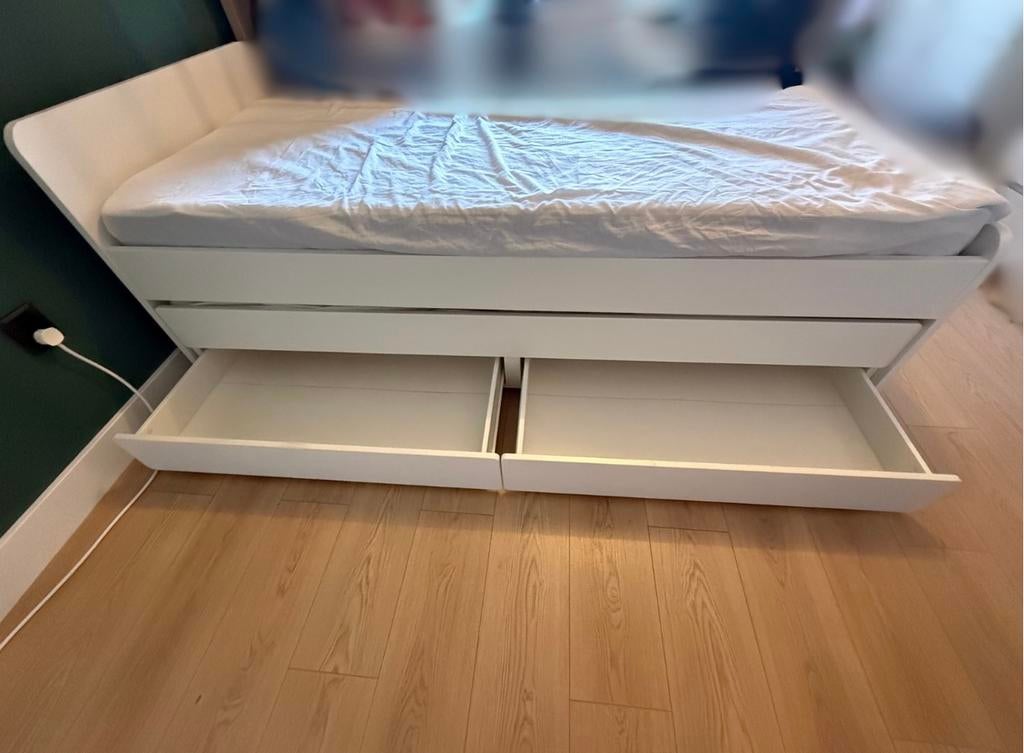 Te koop: IKEA Släkt eenpersoonsbed met extra functies, Ophalen, Gebruikt, 90 cm, Eenpersoons