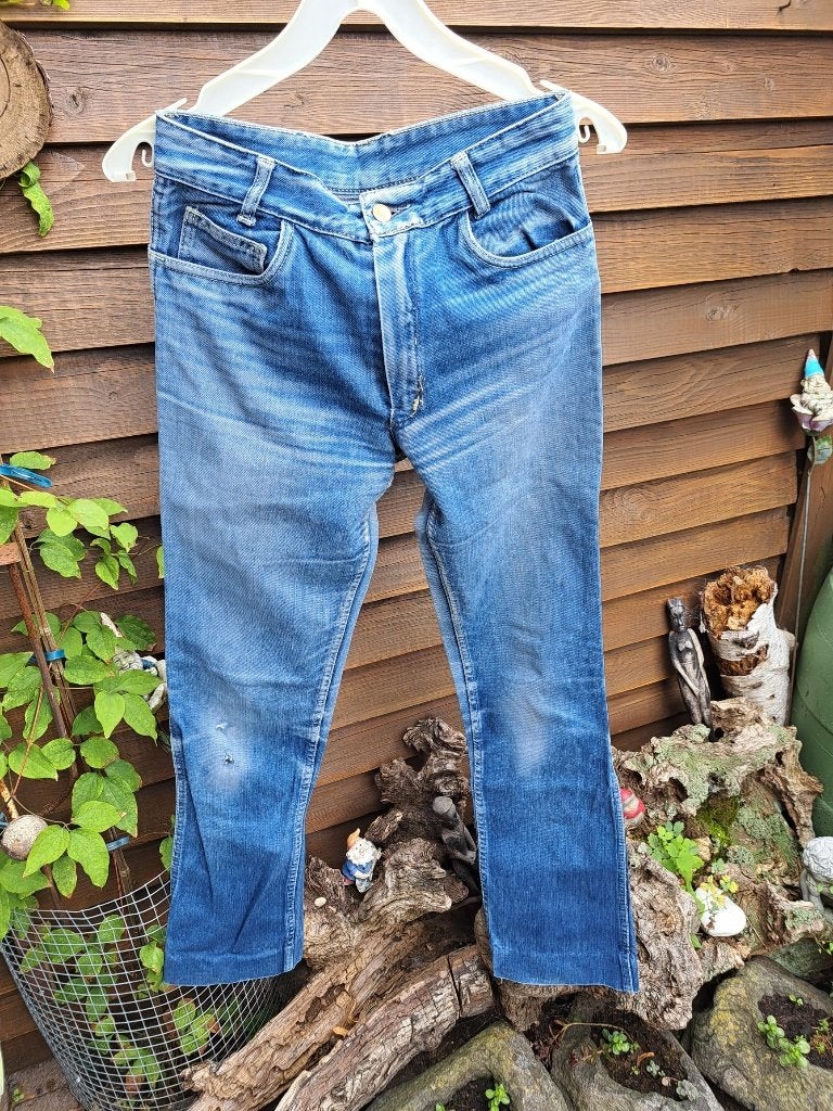 Spijkerbroek dames, origineel Lois, jaren 70, maat 38, Maat 38/40 (M), Kort, Blauw, Ophalen of Verzenden
