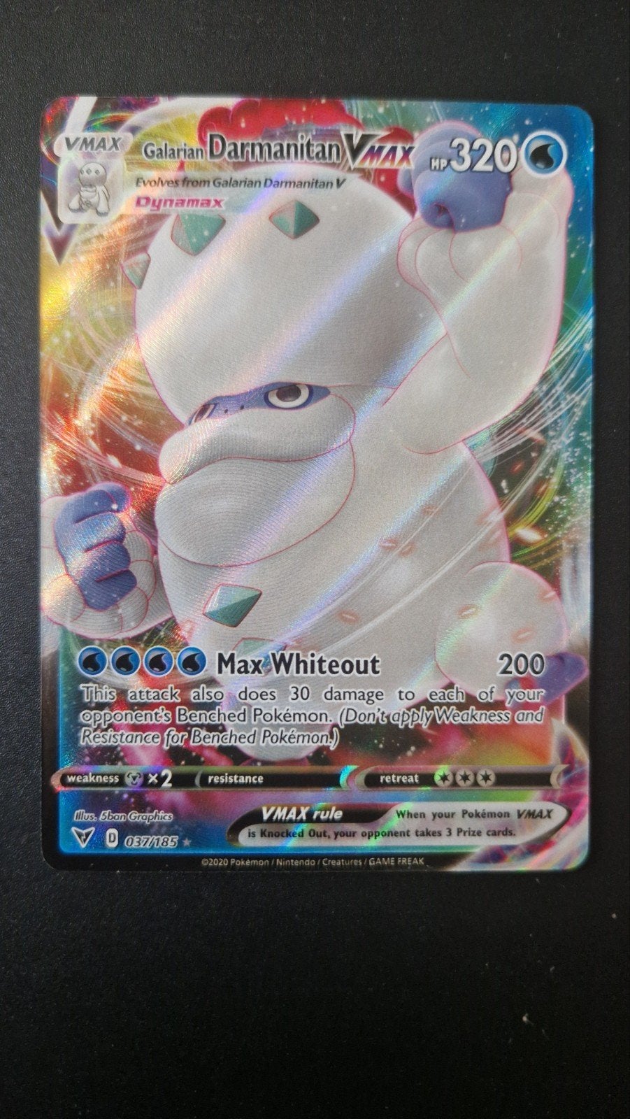 Galarian Darmanitan Vmax 037/185 Vivid Voltage Pokemon, Ophalen of Verzenden, Zo goed als nieuw, Losse kaart