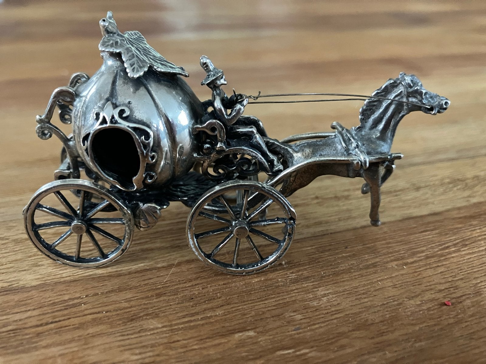 Vintage Italiaanse Pompoen Koets Miniatuur van 800 Zilver, Antiek en Kunst, Ophalen of Verzenden, Zilver