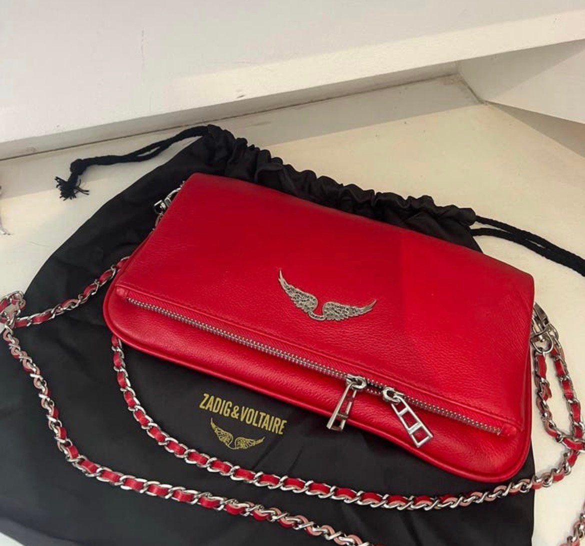 Zadig & Voltaire Rock Clutch Rood, Sieraden, Tassen en Uiterlijk, Tassen | Damestassen, Zo goed als nieuw, Avondtasje, Rood, Verzenden