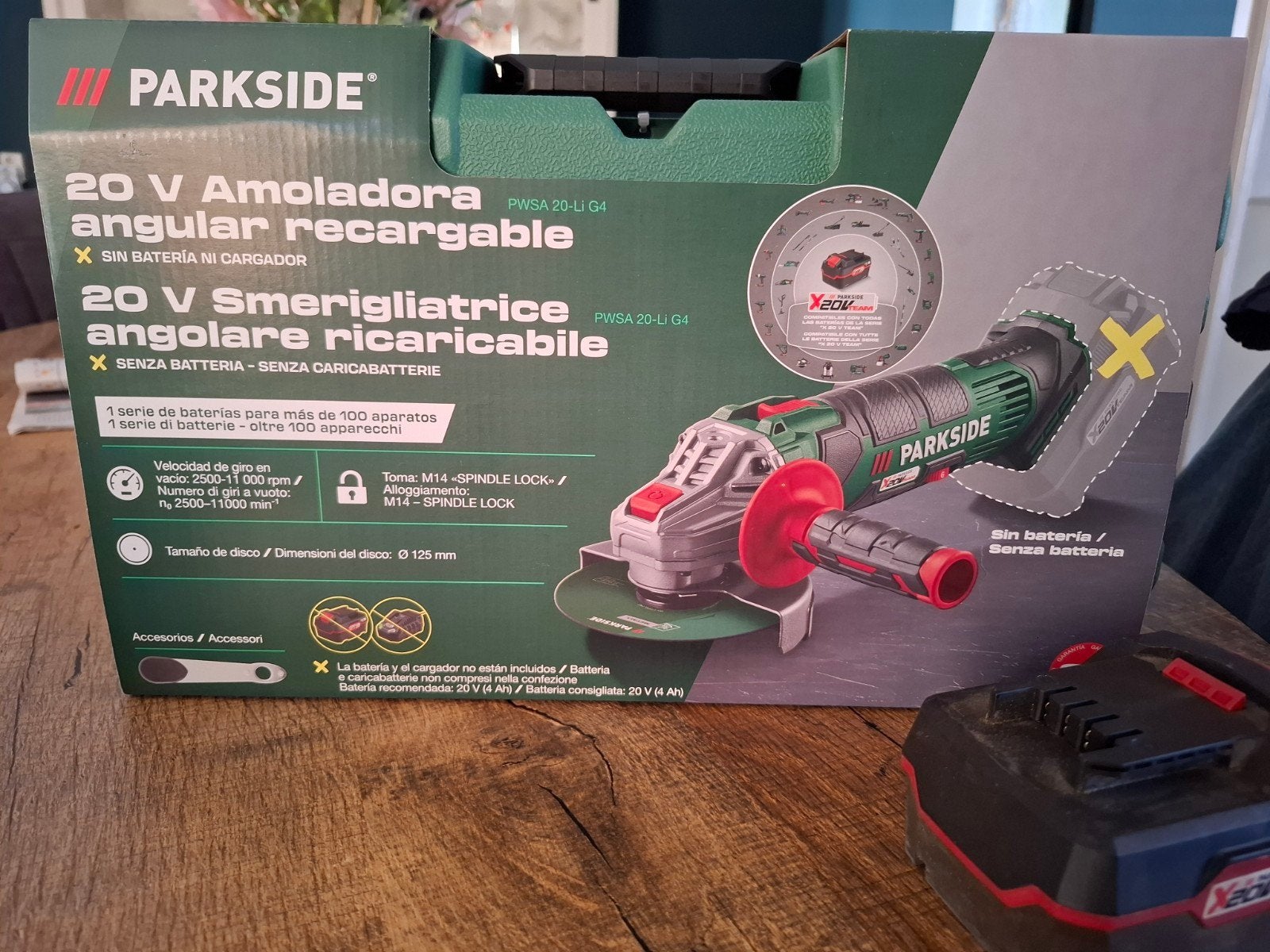 Nieuwe Parkside Slijptol met Batterij (kort gebruikt), Doe-het-zelf en Verbouw, Gereedschap | Slijpmachines, Ophalen, Nieuw, Haakse handslijpmachine