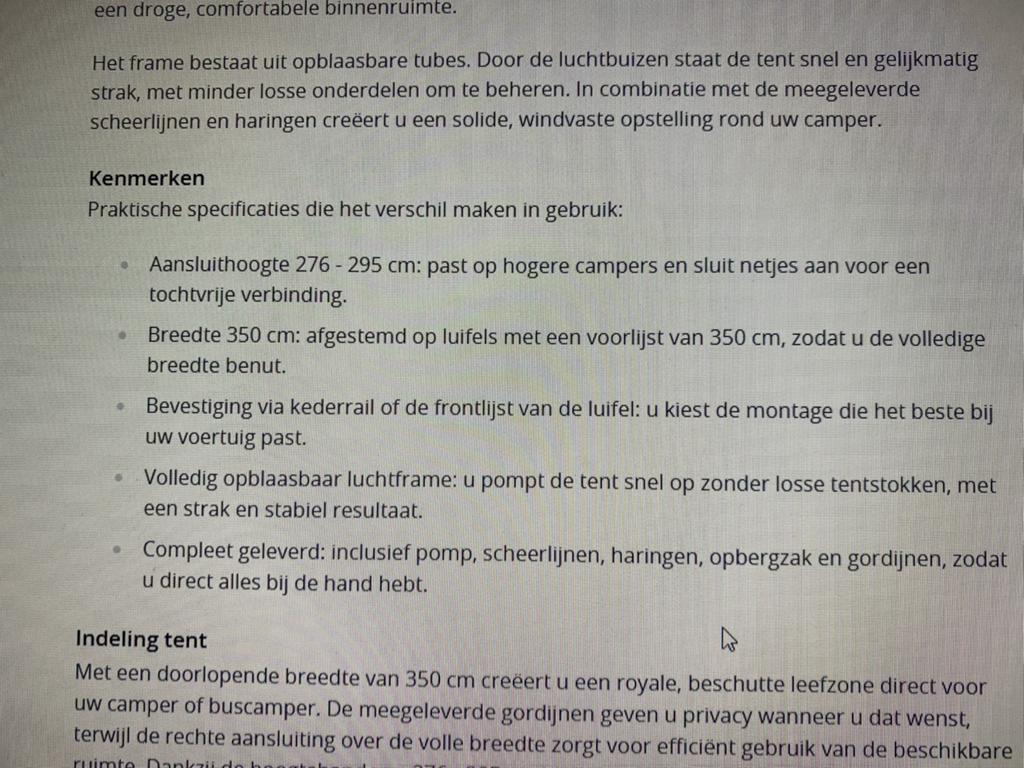 Inaca Atmosphere 350 opblaasbare voortent - Zeer goede staat, Caravans en Kamperen, Voortenten en Luifels, Ophalen of Verzenden