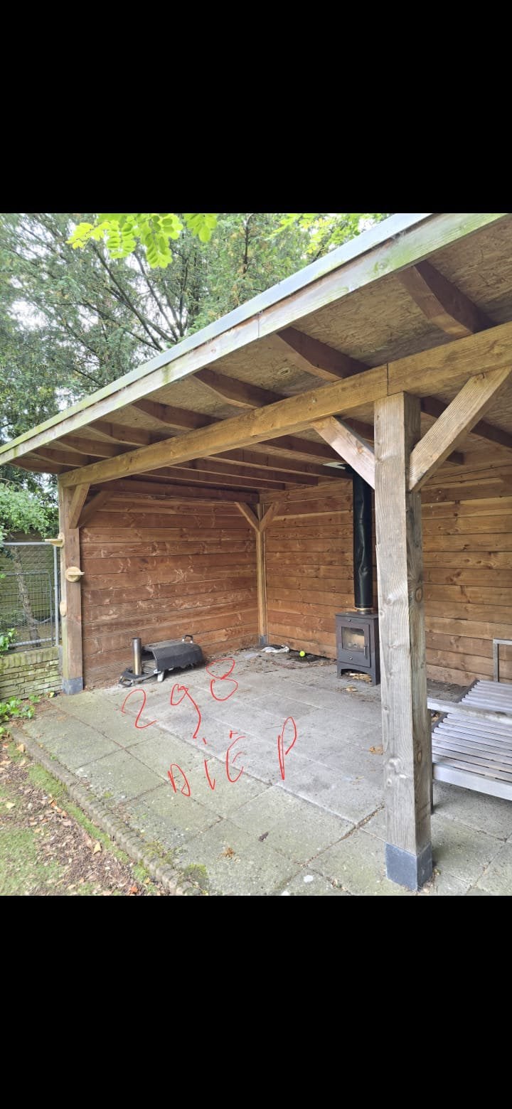 Tuinhuis / overkapping hout, Ophalen, Gebruikt, 250 tot 500 cm, W