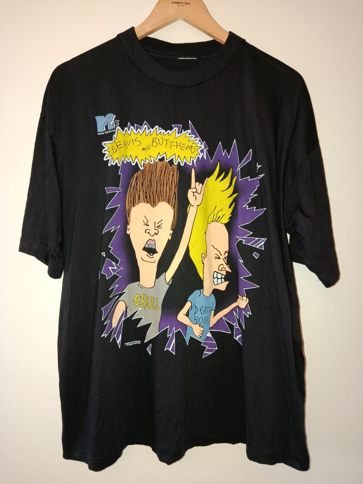 Vintage Beavis and Butt-Head T-shirt 1994 - Maat XL, Ophalen, Gedragen, Maat 56/58 (XL), Zwart