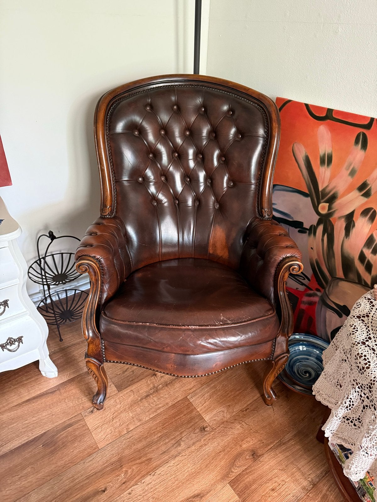 Vintage Leren Fauteuil - Chesterfield Stijl, Ophalen