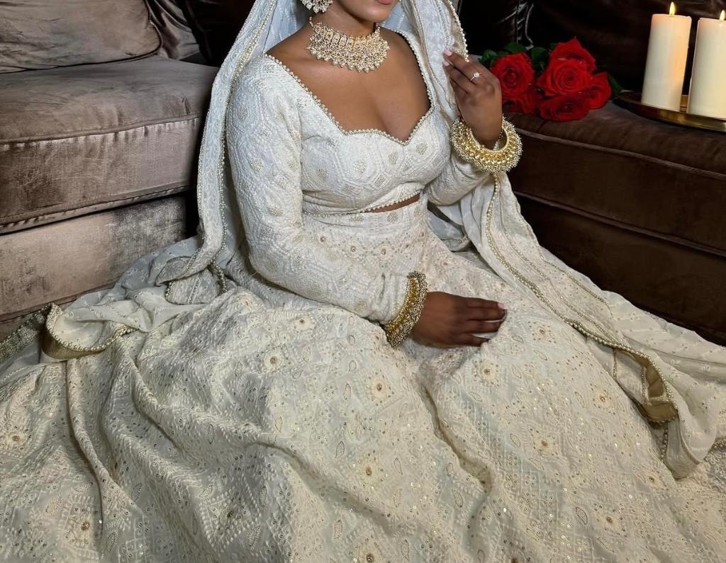 Lehenga indiase hindoestaanse saree, Overige typen, Wit, Nieuw, Ophalen of Verzenden
