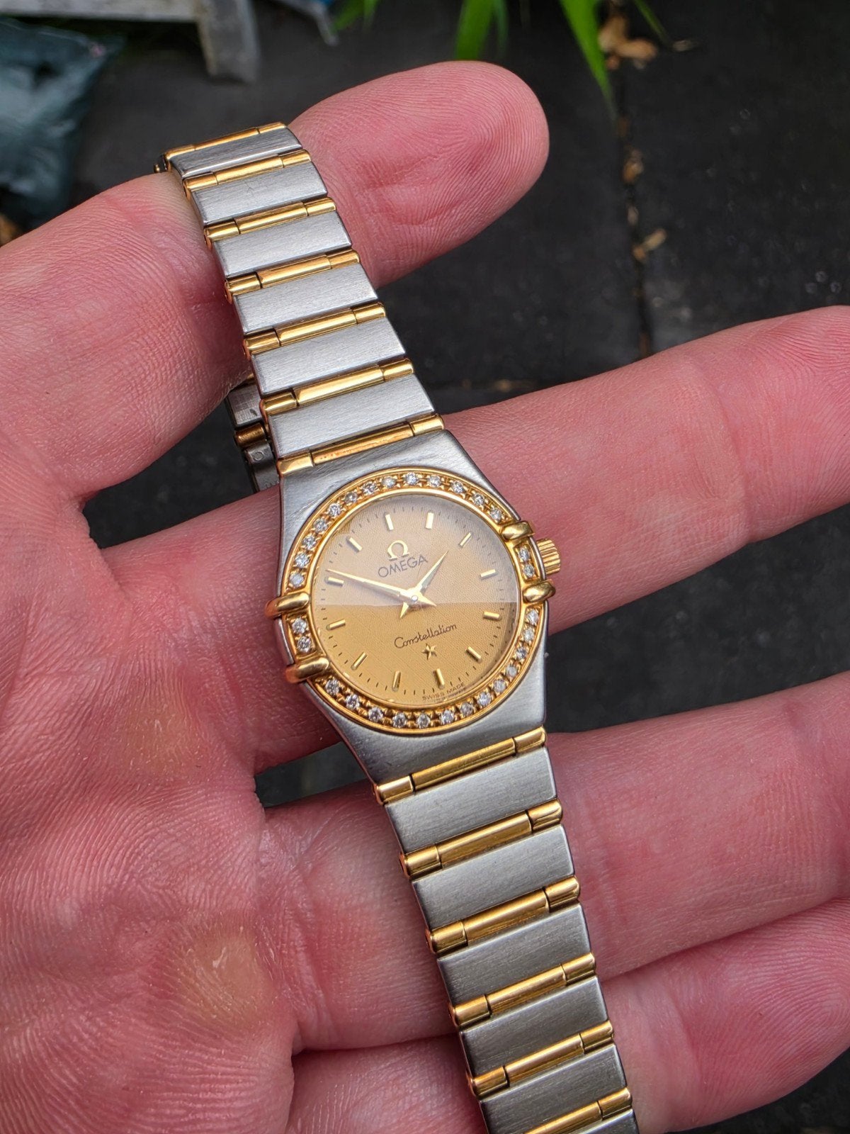 Omega Constellation full gold bar factory briljanten lunette, Ophalen of Verzenden