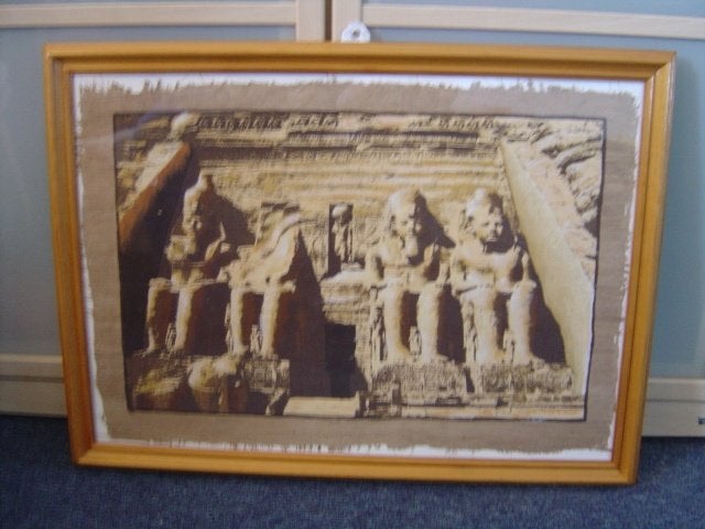 Schilderijframe met Egyptische afbeelding op stof, Ophalen, Zo goed als nieuw, Schilderij, 5 – 50