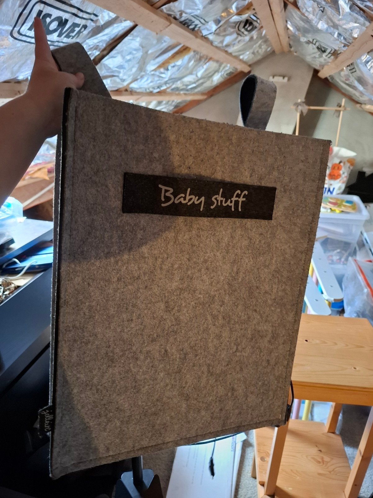 Opbergbox van vilt voor speelgoed - 'Baby stuff', Ophalen, Gebruikt
