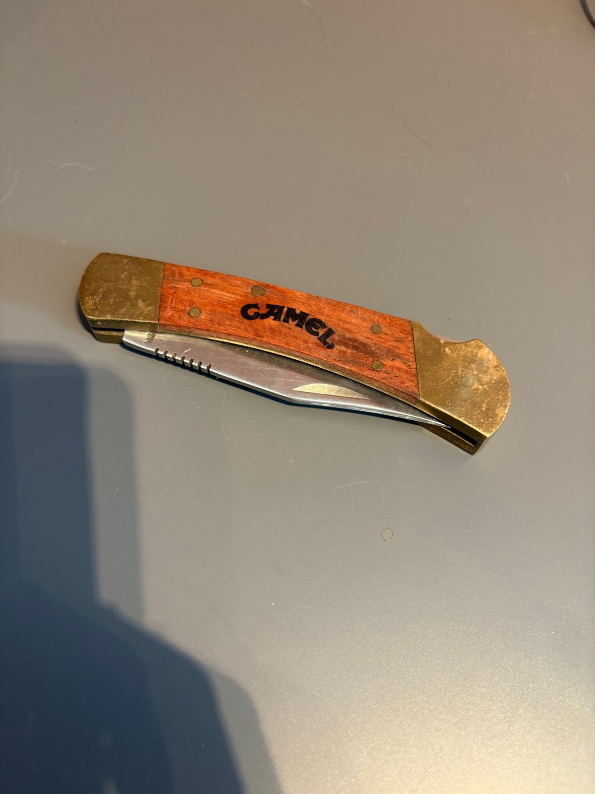 Camel zakmes hout & messing – vouwmes – Stainless China, Verzenden, Overige soorten, Mes of Dolk