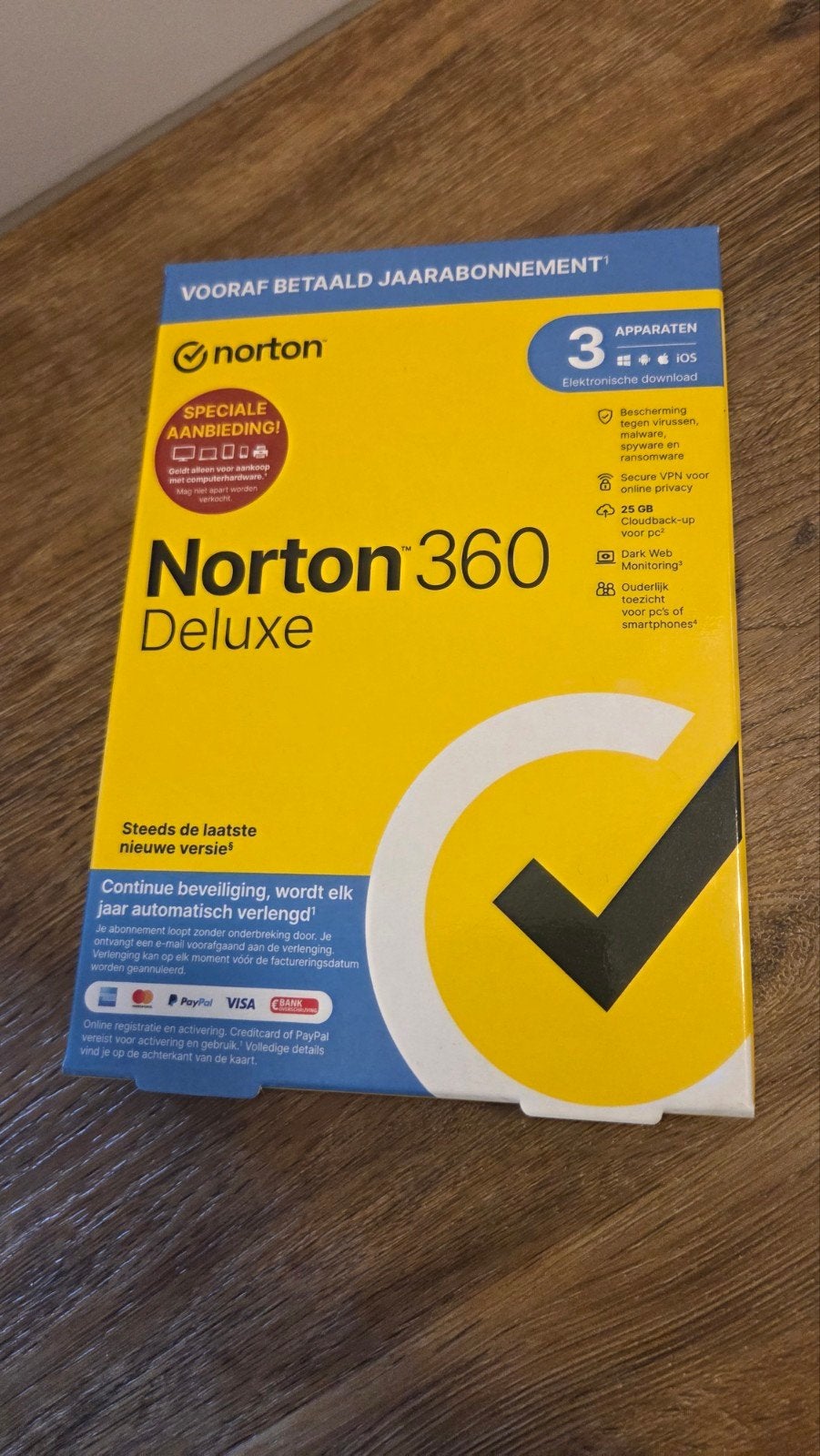 Norton 360 Deluxe - 3 apparaten, 1 jaar abonnement, Ophalen of Verzenden, Nieuw, Norton, MacOS