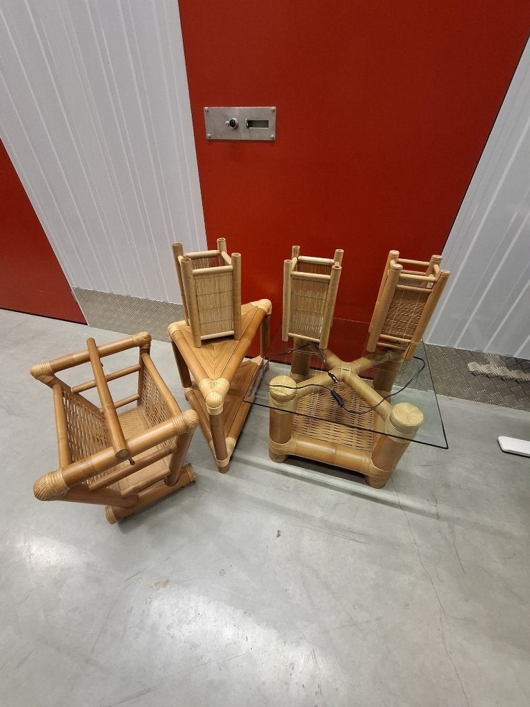 6-delig bamboe woonaccessoires setje, Ophalen, Gebruikt, Meerkleurig, Overige materialen